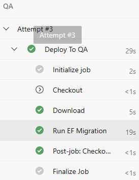 The EF Migration task now successfully runs